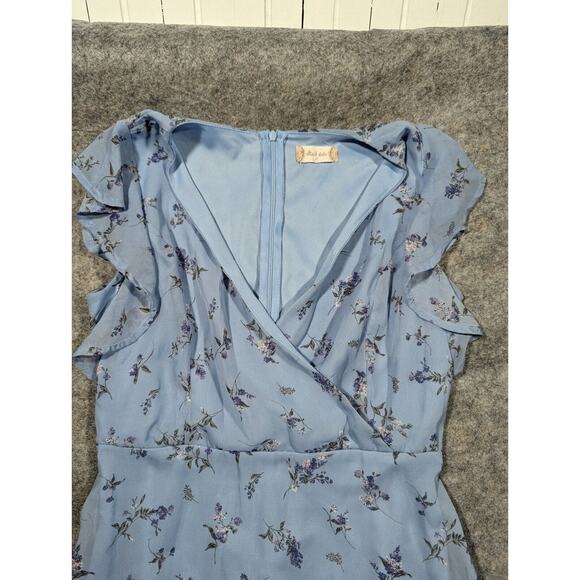 Altar'd State Florentina Blue Floral High Low Special Occasion Dress Medium - Picture 2 of 7